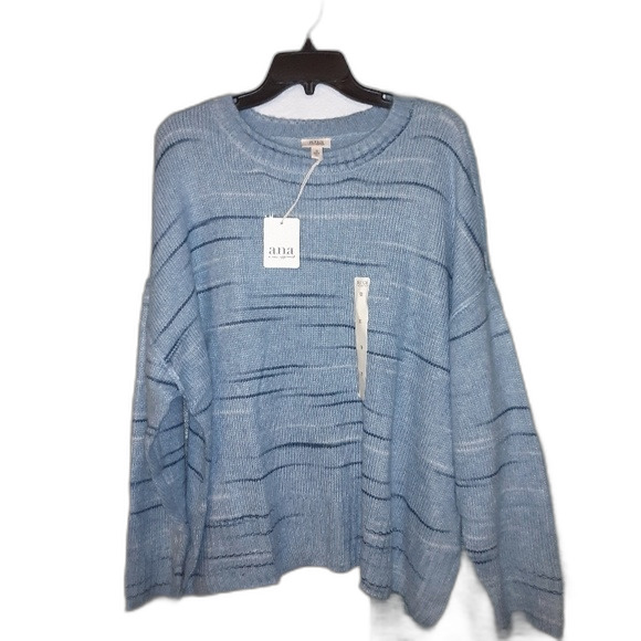 a.n.a 1X Blue Staccato Oversized Sweater NWT - Picture 2 of 7